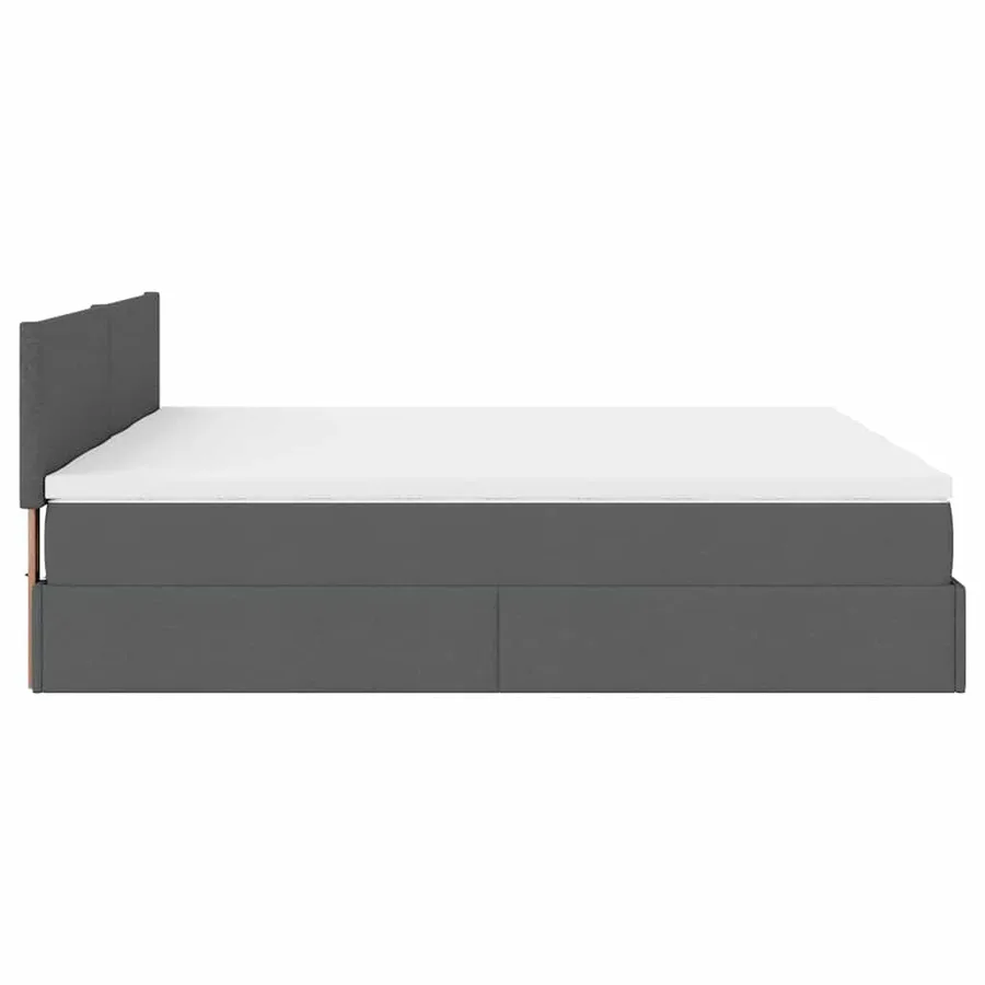 Cadre de lit ottoman avec matelas gris foncé 200x200cm tissu - 11