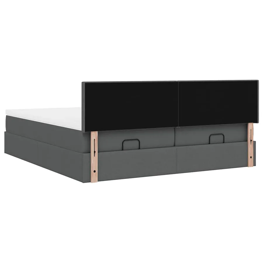 Cadre de lit ottoman avec matelas gris foncé 200x200cm tissu - 11
