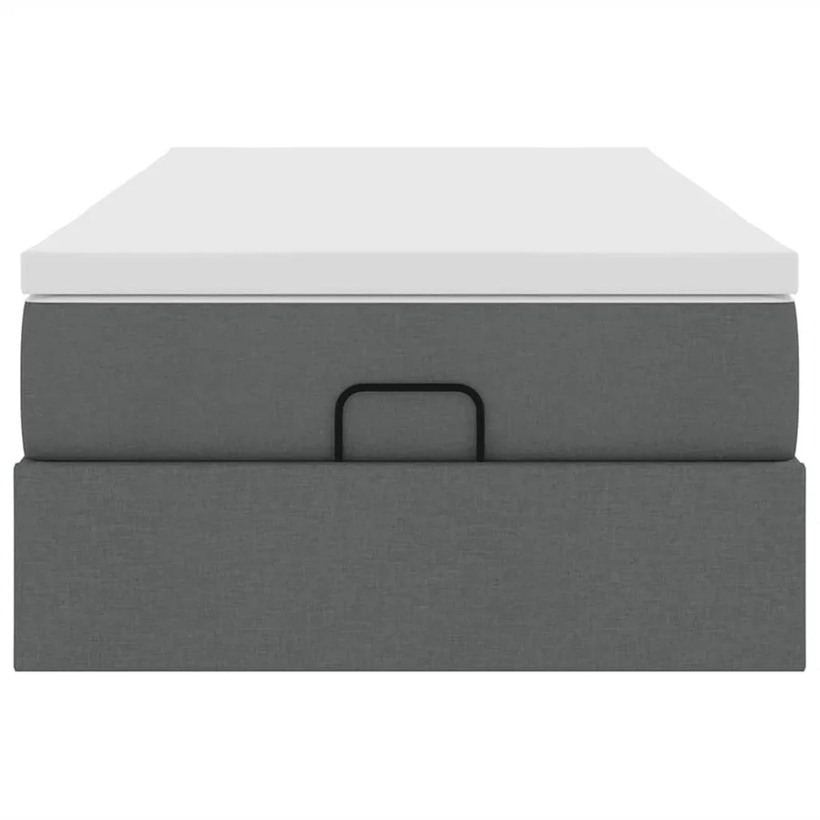 Cadre de lit ottoman avec matelas gris foncé 100x200 cm tissu - 7