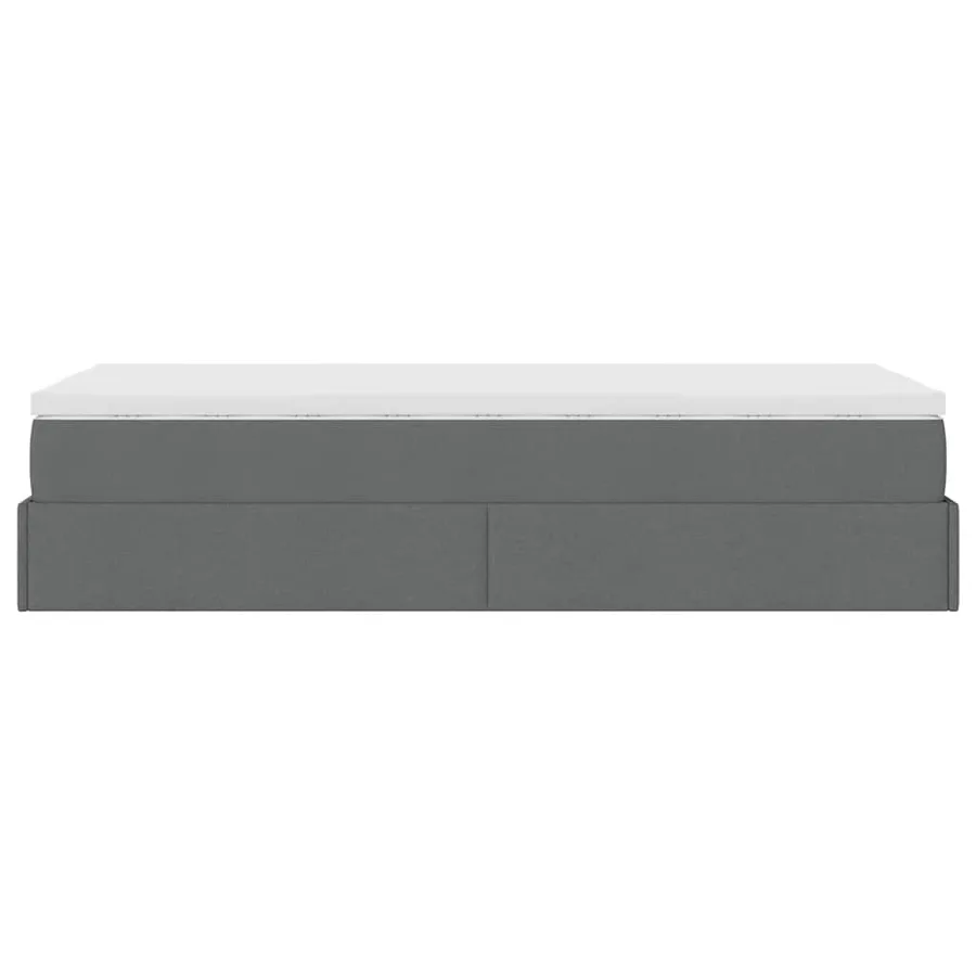 Cadre de lit ottoman avec matelas gris foncé 100x200 cm tissu - 9