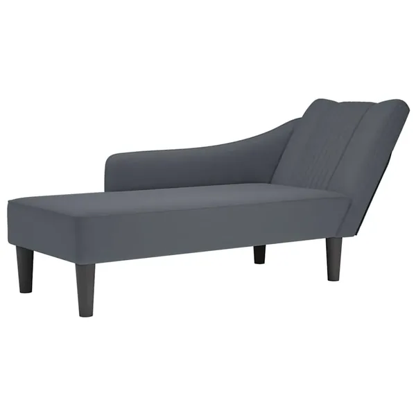 Fauteuil long avec accoudoir droit gris foncé velours