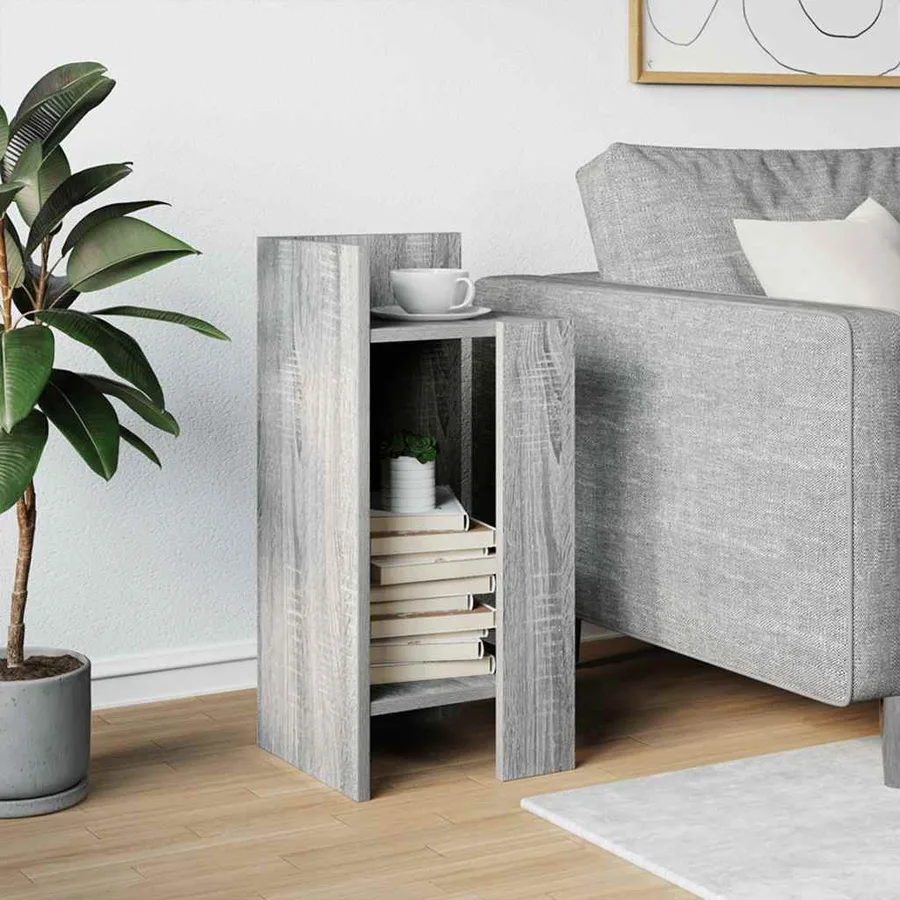 Table d'appoint avec étagère sonoma gris 25,5x27x60 cm - 3