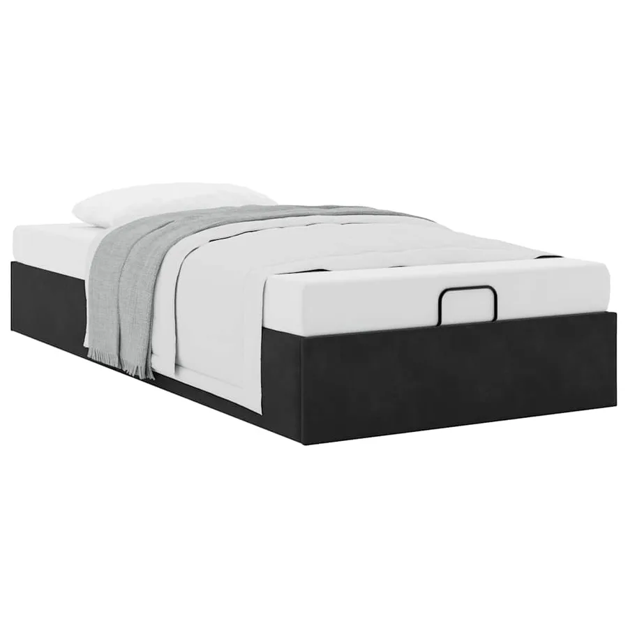 Cadre de lit ottoman sans matelas noir 100x200 cm velours - 5