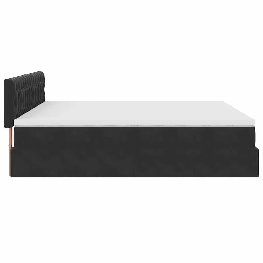 Cadre de lit ottoman avec matelas noir 200x200cm velours - 11