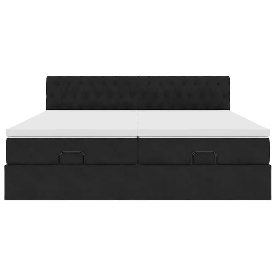 Cadre de lit ottoman avec matelas noir 200x200cm velours - 8