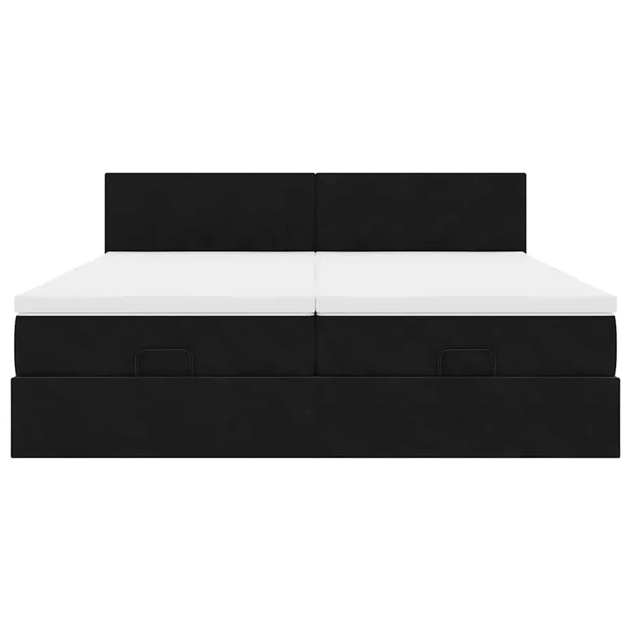 Cadre de lit ottoman avec matelas noir 200x200cm velours - 7
