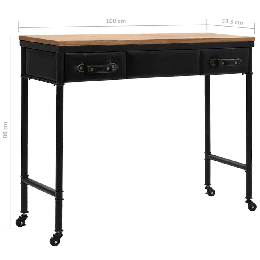 Table console MDF et bois de sapin 100 x 33,5 x 80 cm - 8