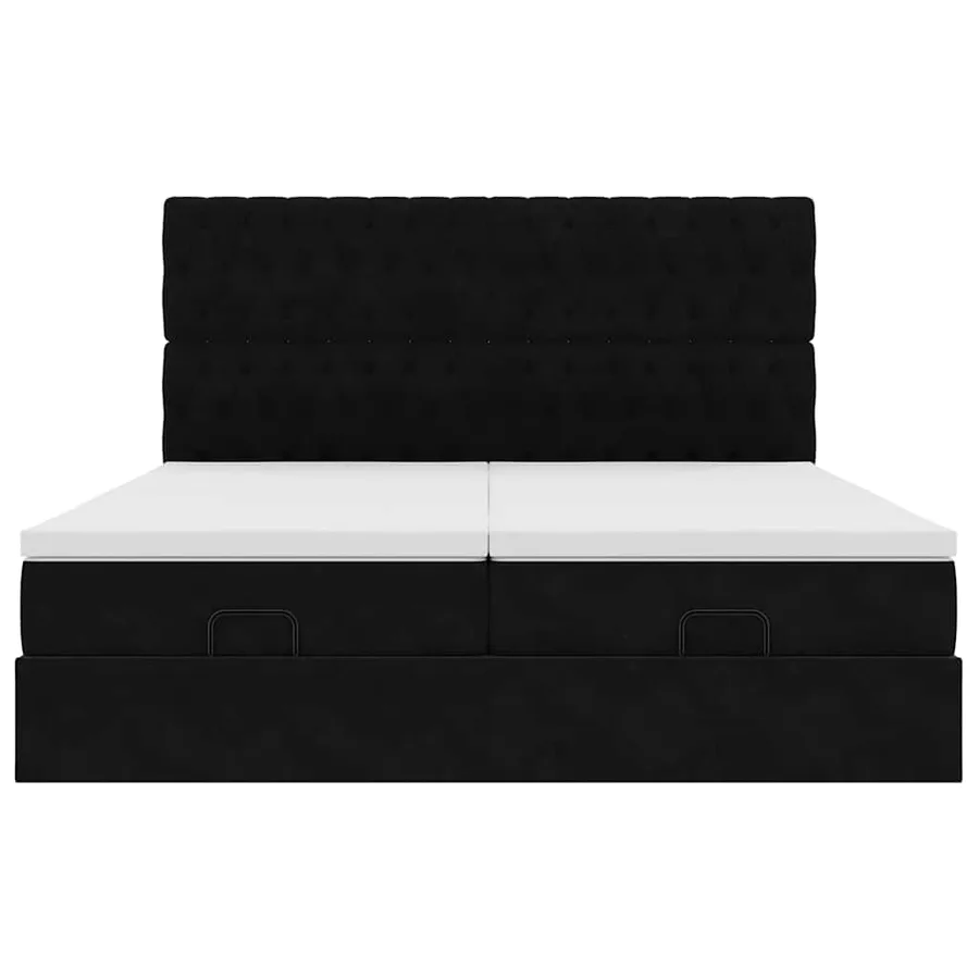 Cadre de lit ottoman avec matelas noir 200x200cm velours - 7