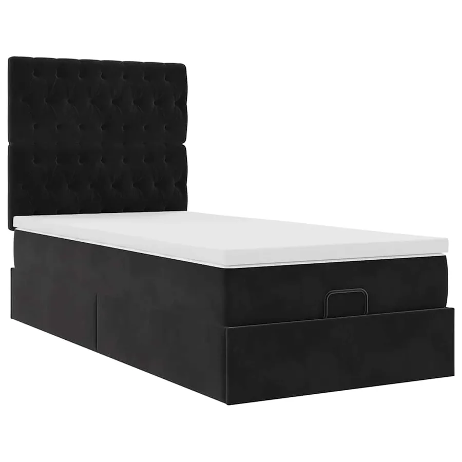 Cadre de lit ottoman avec matelas noir 100x200cm velours - 5
