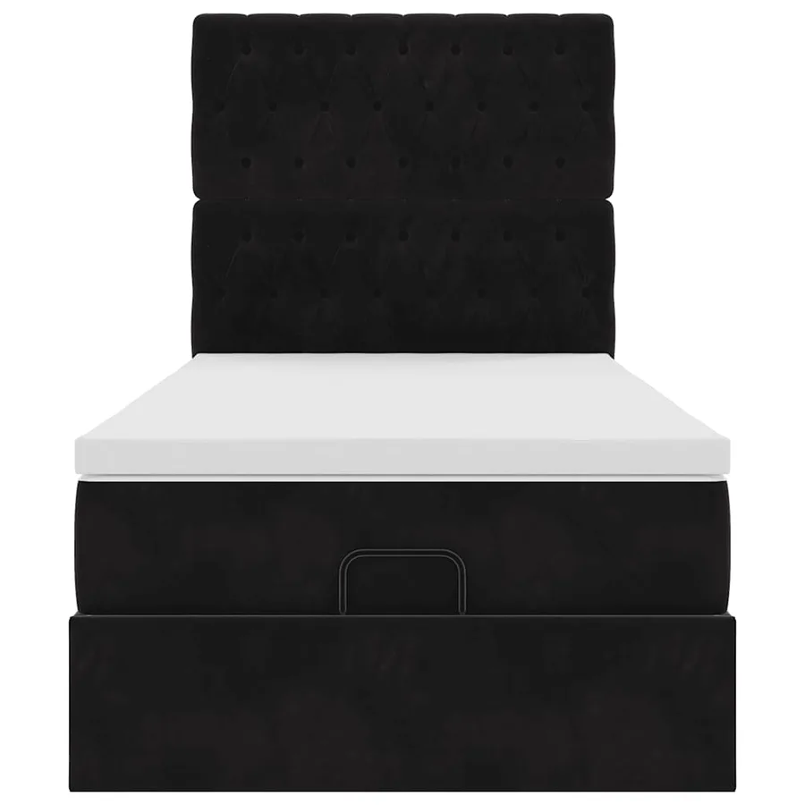 Cadre de lit ottoman avec matelas noir 100x200cm velours - 6