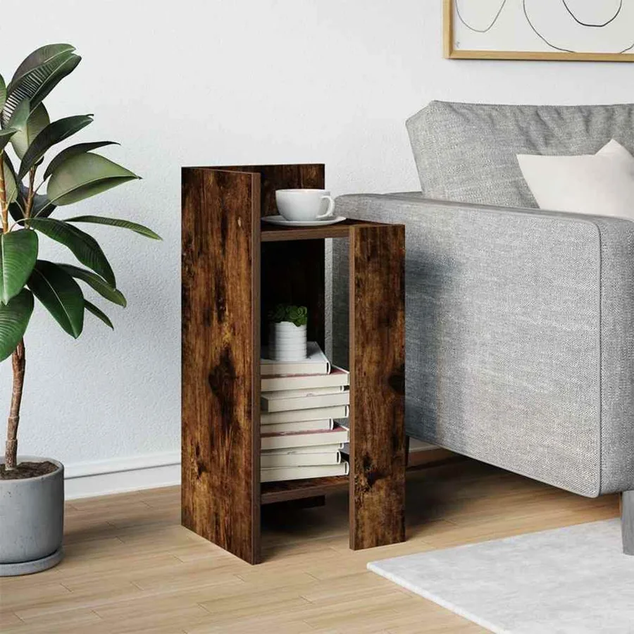Table d'appoint avec étagère chêne fumé 25,5x27x60 cm - 3