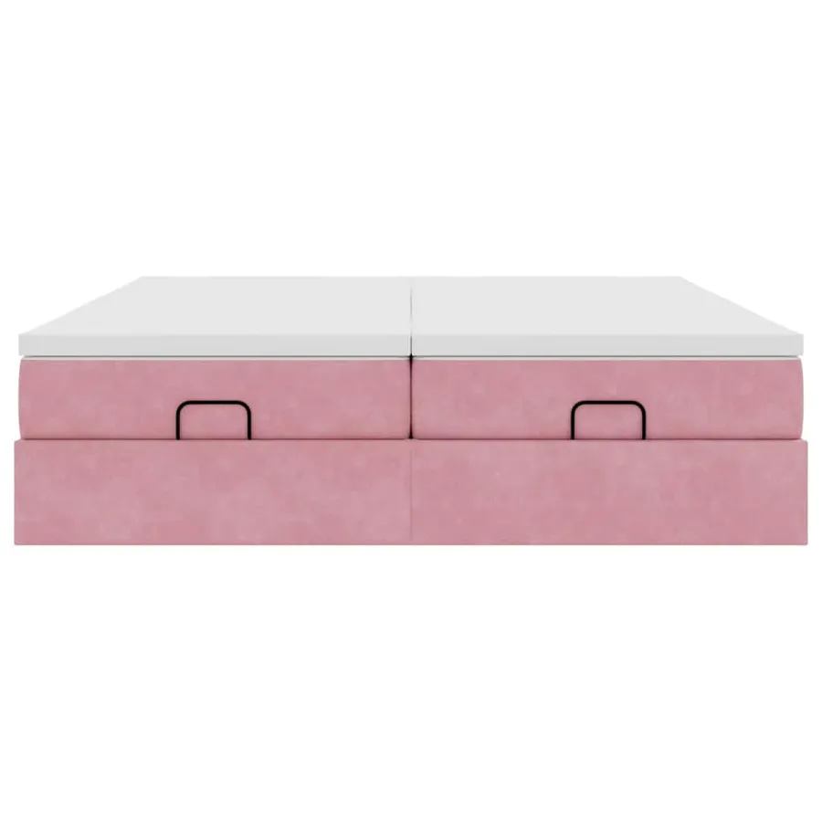 Cadre de lit ottoman avec matelas rose 200x200 cm velours - 6