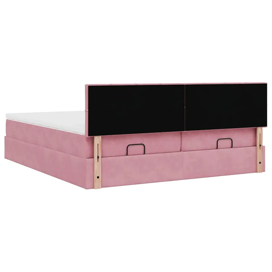 Cadre de lit ottoman avec matelas rose 200x200 cm velours - 11
