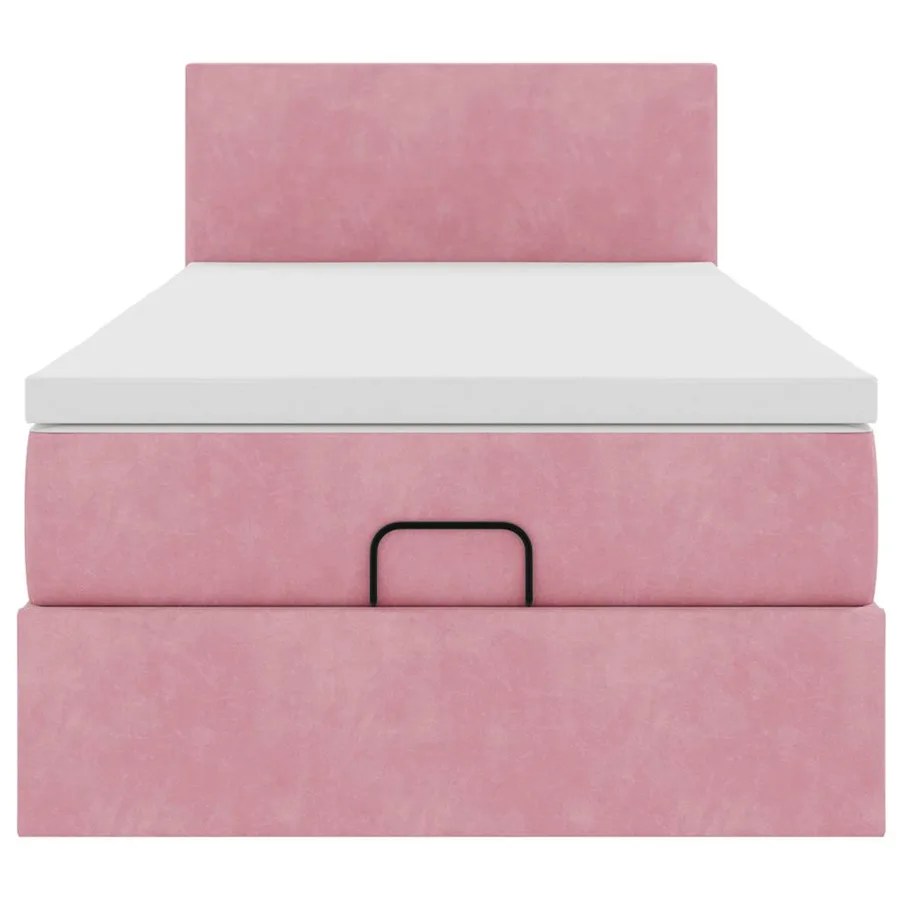Cadre de lit ottoman avec matelas rose 100x200 cm velours - 6