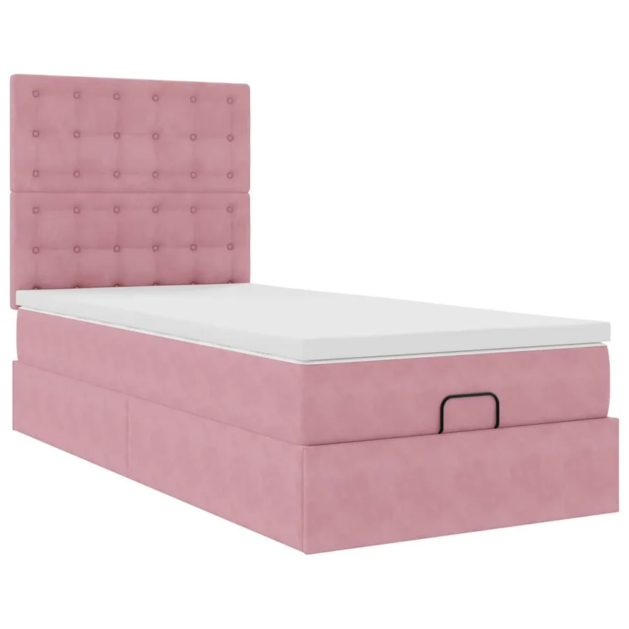 Cadre de lit ottoman avec matelas rose 100x200 cm velours - 6