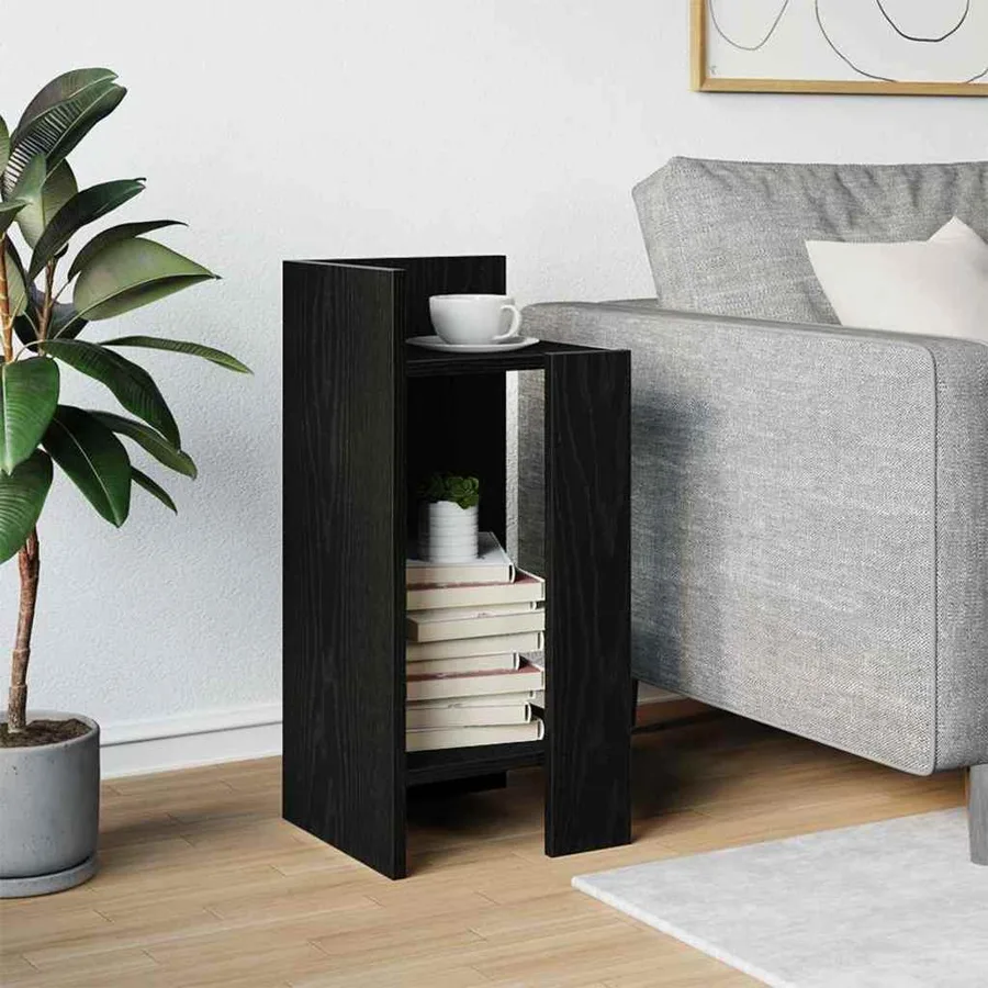 Table d'appoint avec étagère noir 25,5x27x60 cm - 3