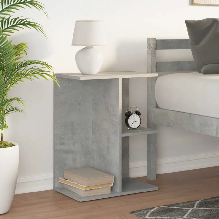 Table de chevet gris béton 46,5x29x61 cm bois d'ingénierie - 3