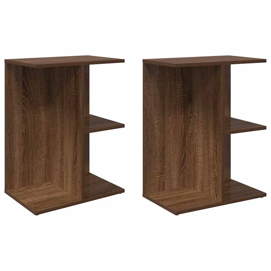 Tables de chevet 2 pcs chêne marron bois d'ingénierie - 2