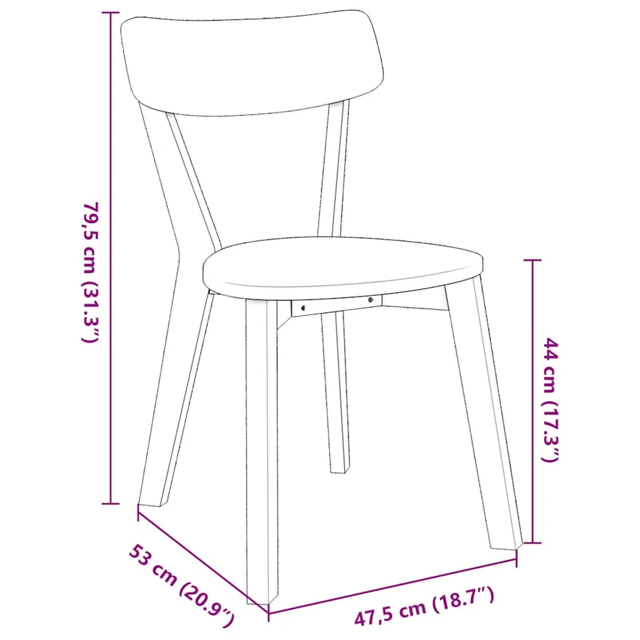 Chaises à manger 2 pcs bois massif caoutchouc - 11