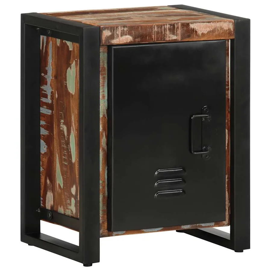 Table de chevet multicolore 40x30x51 cm bois de récupération - 11