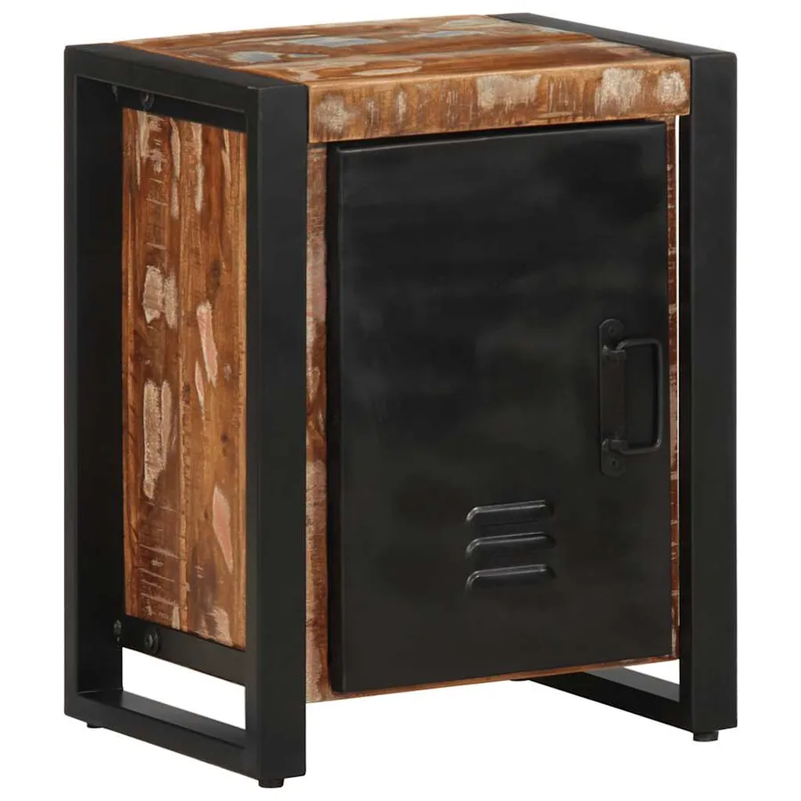 Table de chevet multicolore 40x30x51 cm bois de récupération - 2