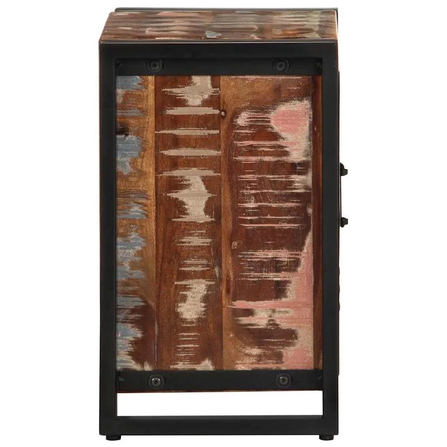 Table de chevet multicolore 40x30x51 cm bois de récupération - 5