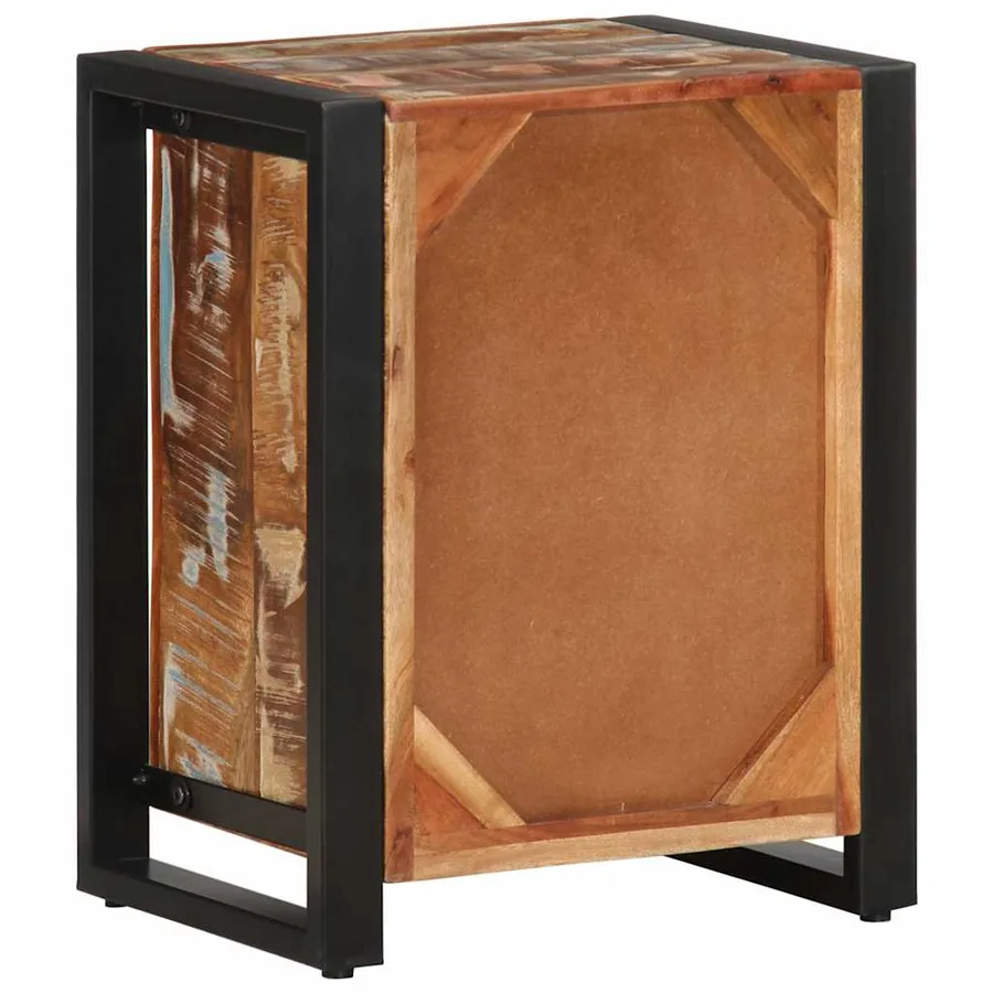 Table de chevet multicolore 40x30x51 cm bois de récupération - 6