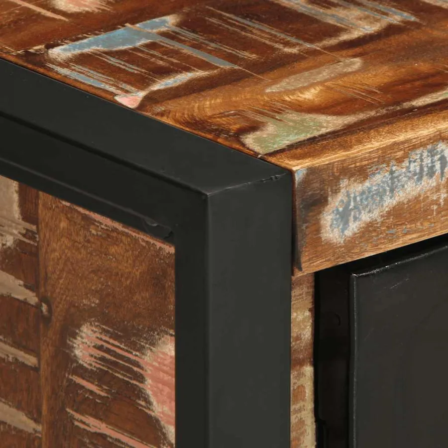 Table de chevet multicolore 40x30x51 cm bois de récupération - 7