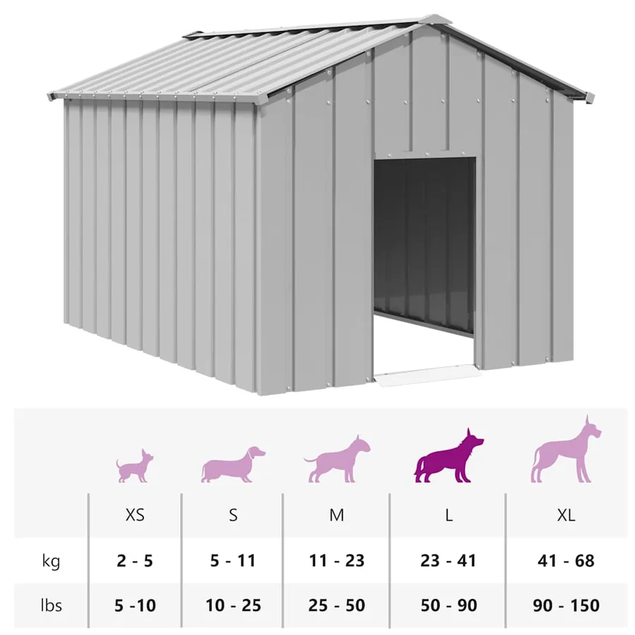 Niche pour chien avec toit noir 113x153x101 cm acier galvanisé - 8