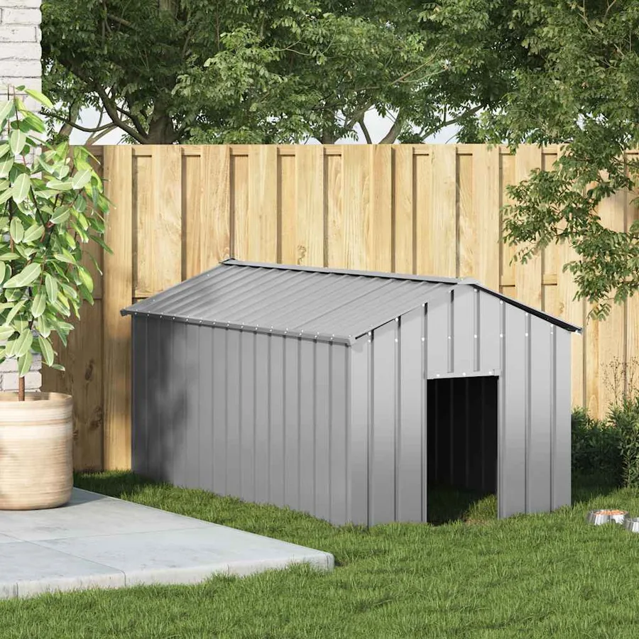 Niche pour chien avec toit noir 114x202x101 cm acier galvanisé - 2