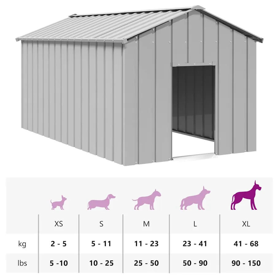 Niche pour chien avec toit noir 114x202x101 cm acier galvanisé - 8