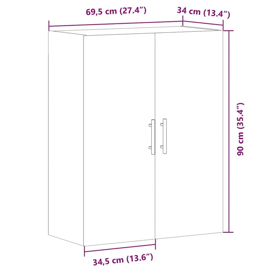 Armoire murale chêne artisanal 69,5x34x90 cm - 11
