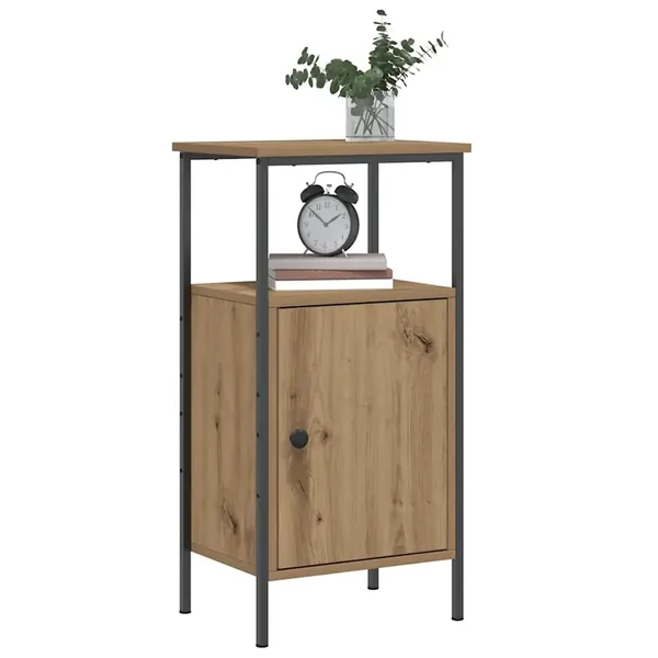 Table de chevet chêne artisanal 41x31x80 cm bois d'ingénierie