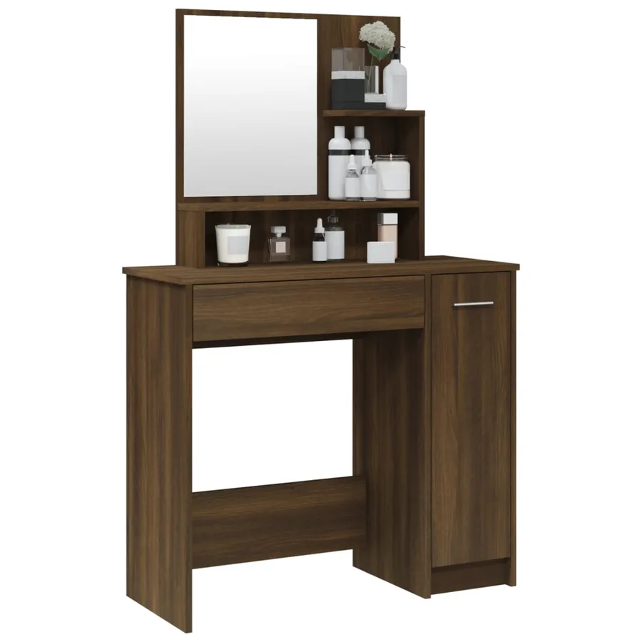 Coiffeuse avec miroir Chêne marron 86,5x35x136 cm - 4