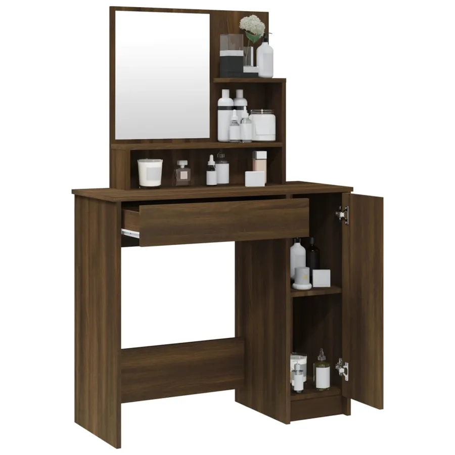Coiffeuse avec miroir Chêne marron 86,5x35x136 cm - 5