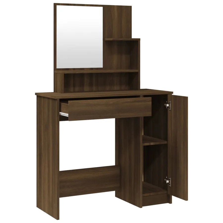 Coiffeuse avec miroir Chêne marron 86,5x35x136 cm - 7