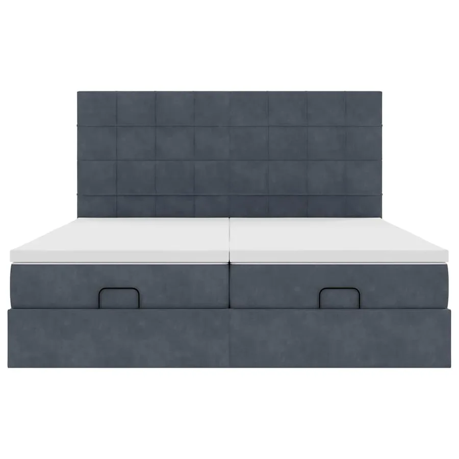 Cadre de lit ottoman avec matelas gris foncé 200x200 cm velours - 7