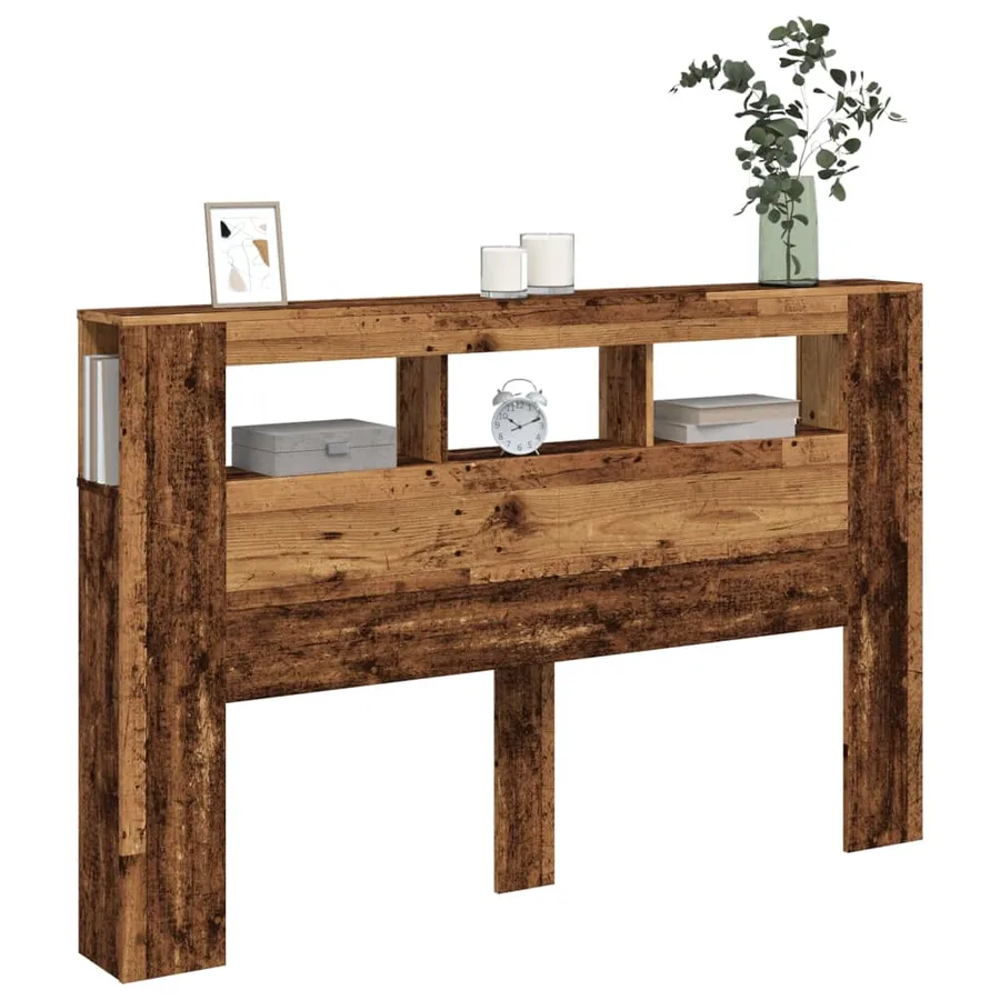 Tête de lit à LED vieux bois 160x18,5x103,5cm bois d'ingénierie - 12