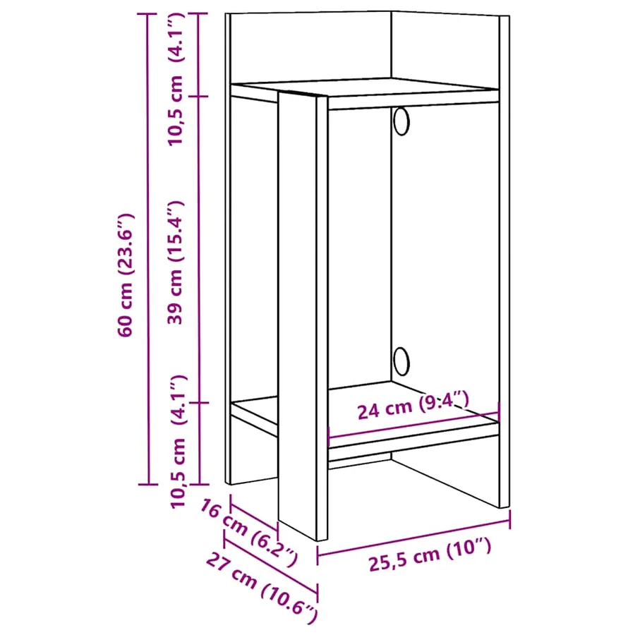 Tables d'appoint 2pcs avec étagère chêne artisanal 25,5x27x60cm - 10