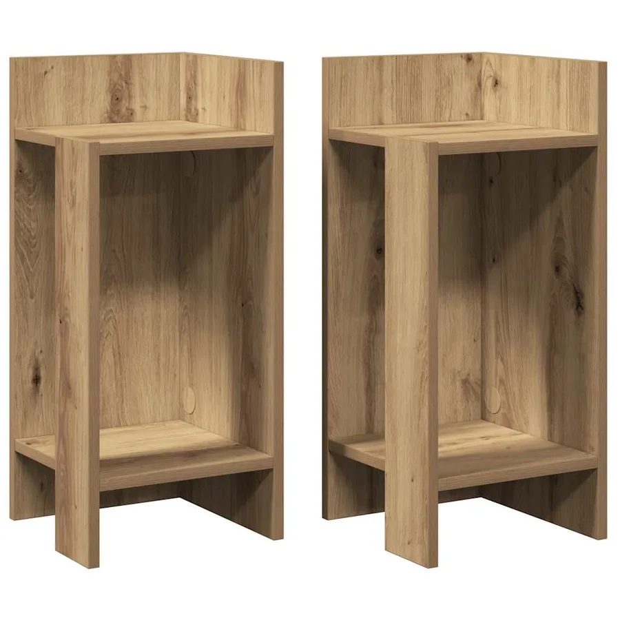 Tables d'appoint 2pcs avec étagère chêne artisanal 25,5x27x60cm - 2