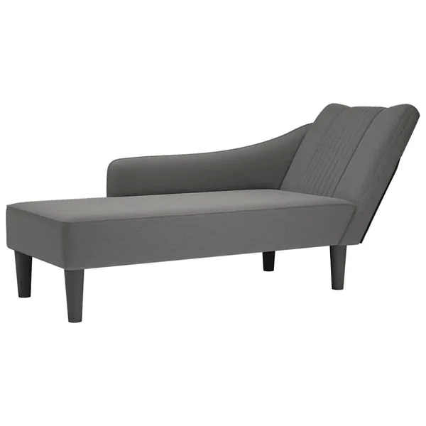 Fauteuil long avec accoudoir droit gris foncé tissu