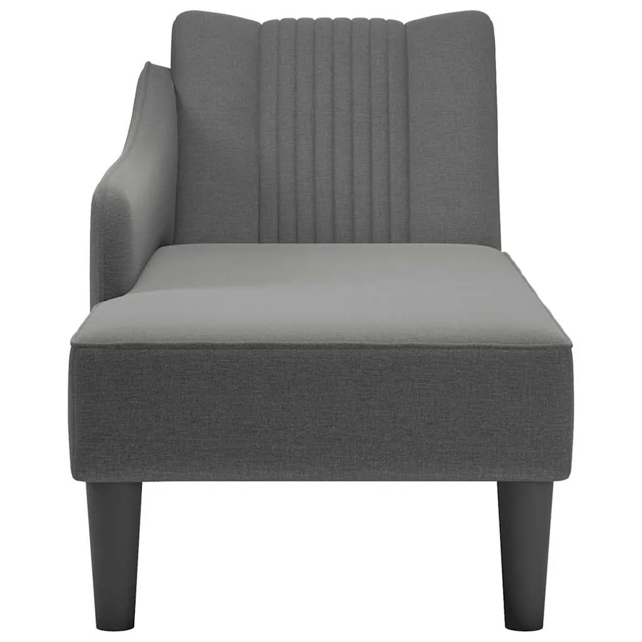 Fauteuil long avec accoudoir droit gris foncé tissu - 4
