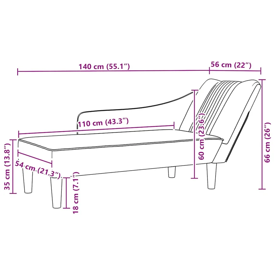 Fauteuil long avec accoudoir droit jaune velours - 9