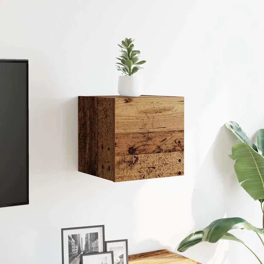 Meuble TV mural vieux bois 30,5x30x30 cm - 3