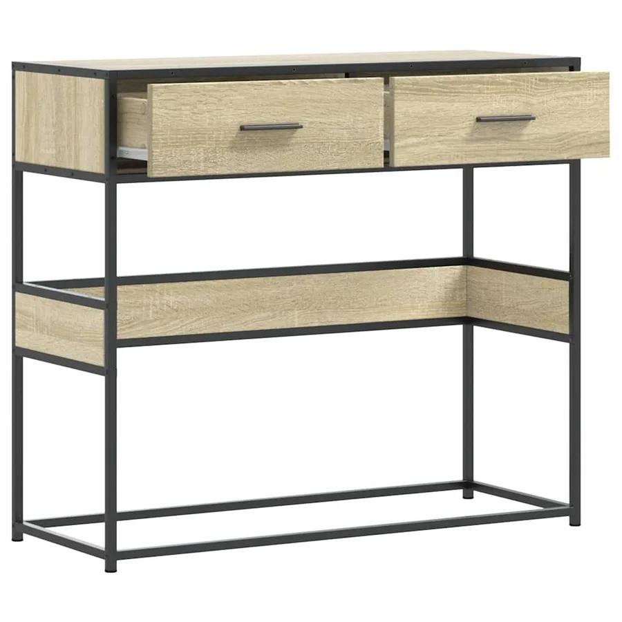 Table console chêne sonoma 90x35x80 cm bois d'ingénierie - 7
