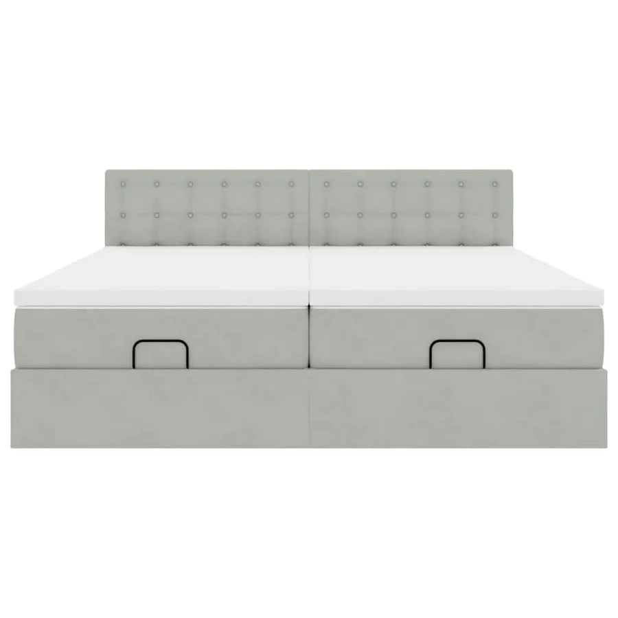 Cadre de lit ottoman avec matelas gris clair 200x200 cm velours - 7