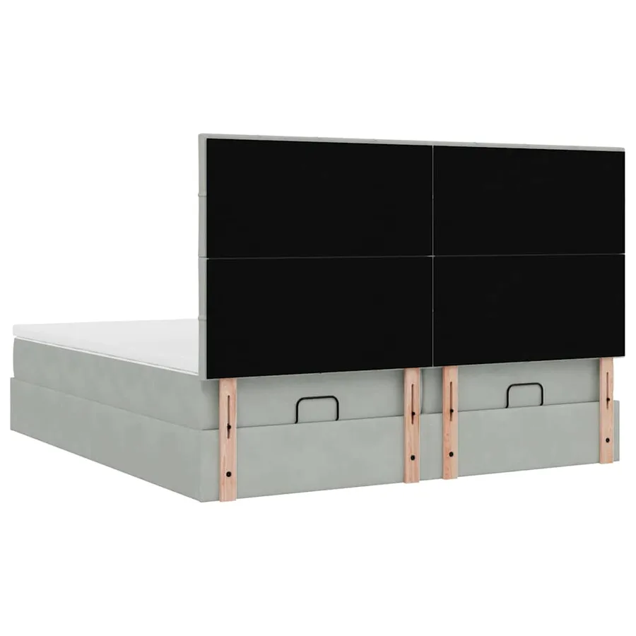 Cadre de lit ottoman avec matelas gris clair 200x200 cm velours - 10