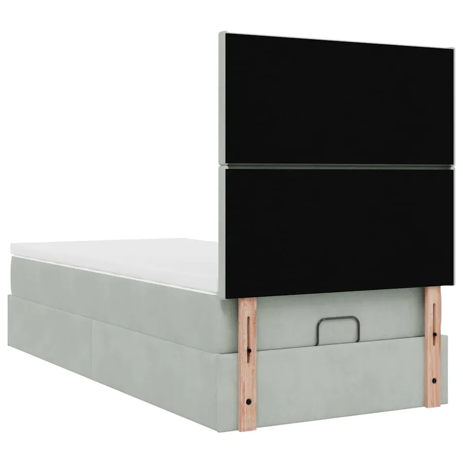 Cadre de lit ottoman et matelas gris clair 100x200 cm velours - 9