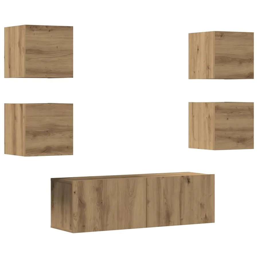 Ensemble de meuble TV mural 5 pcs chêne artisanal - 2