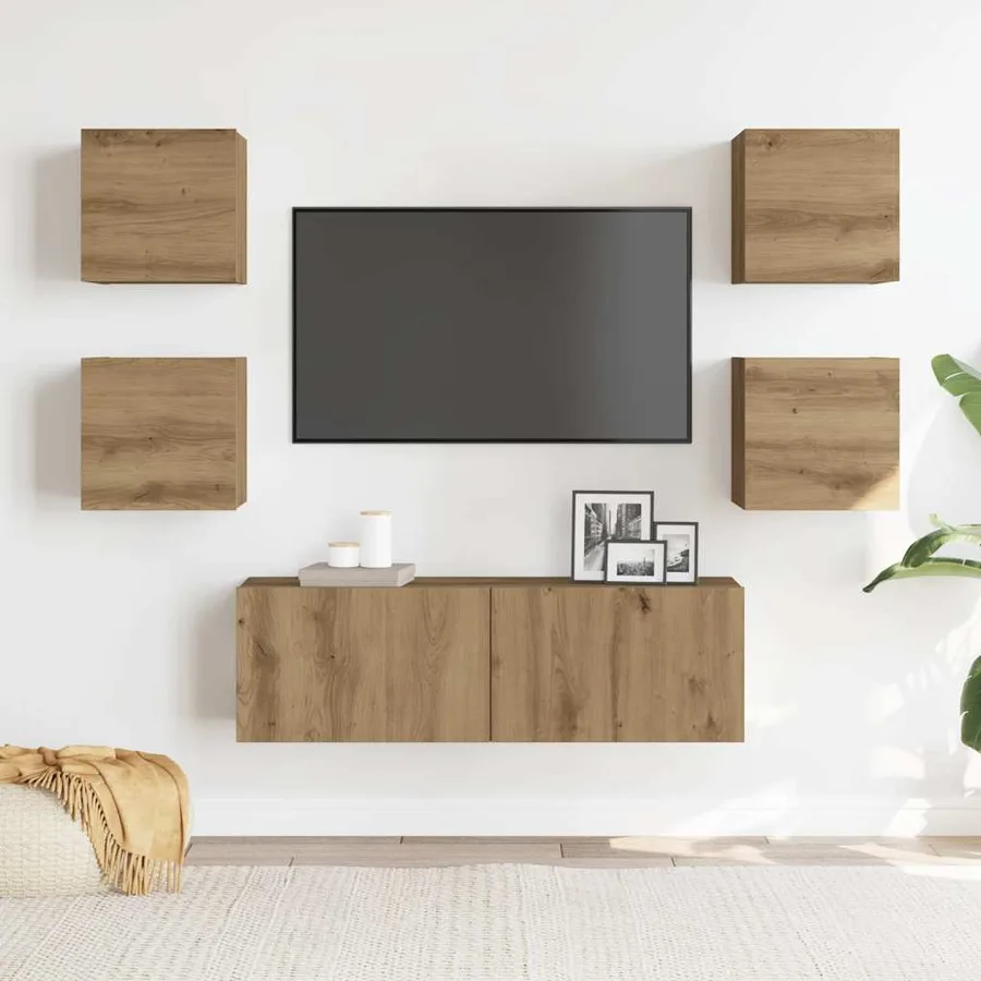 Ensemble de meuble TV mural 5 pcs chêne artisanal - 3